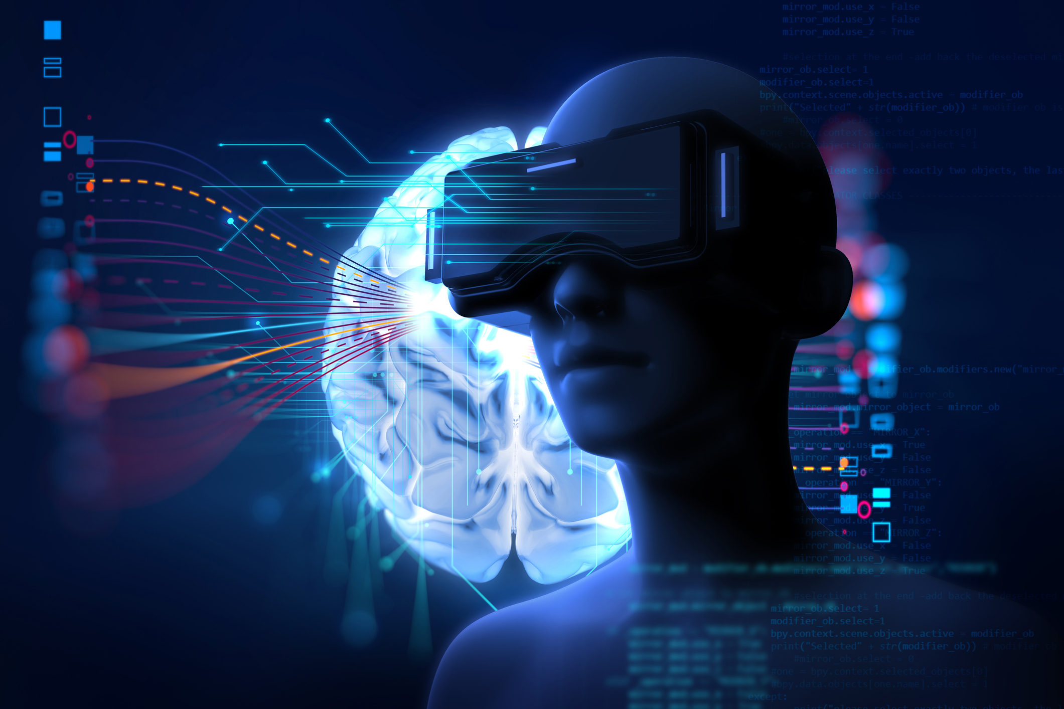 3d rendering of virtual human in VR headset