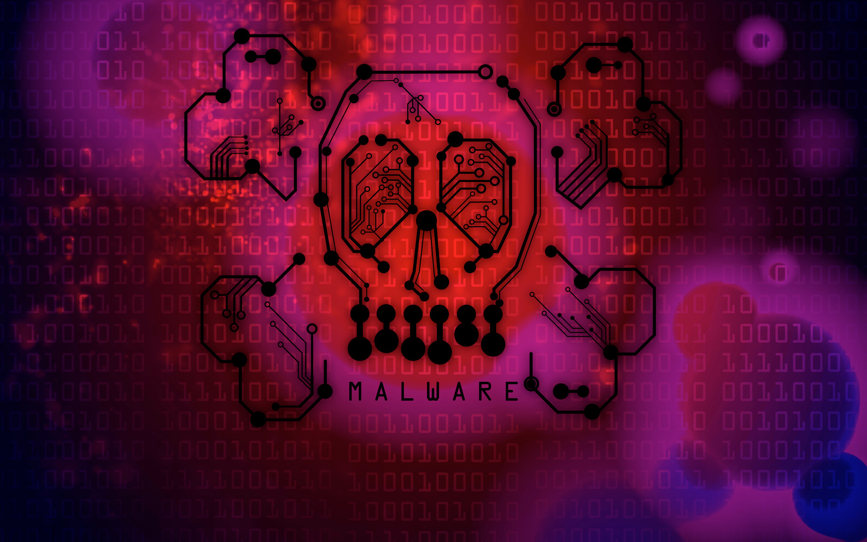 Malware Computer Virus at a screen – Skull